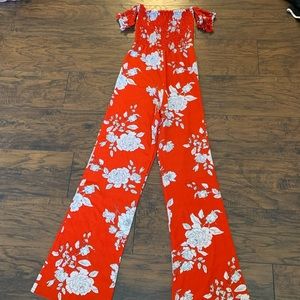 Red Floral Jumpsuit